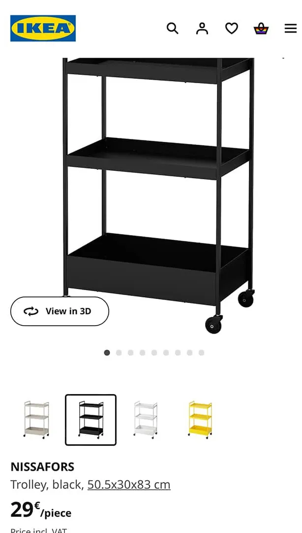 Trolley NISSAFORS Ikea, one black one white, 50.5x30x83 cm, photo 1