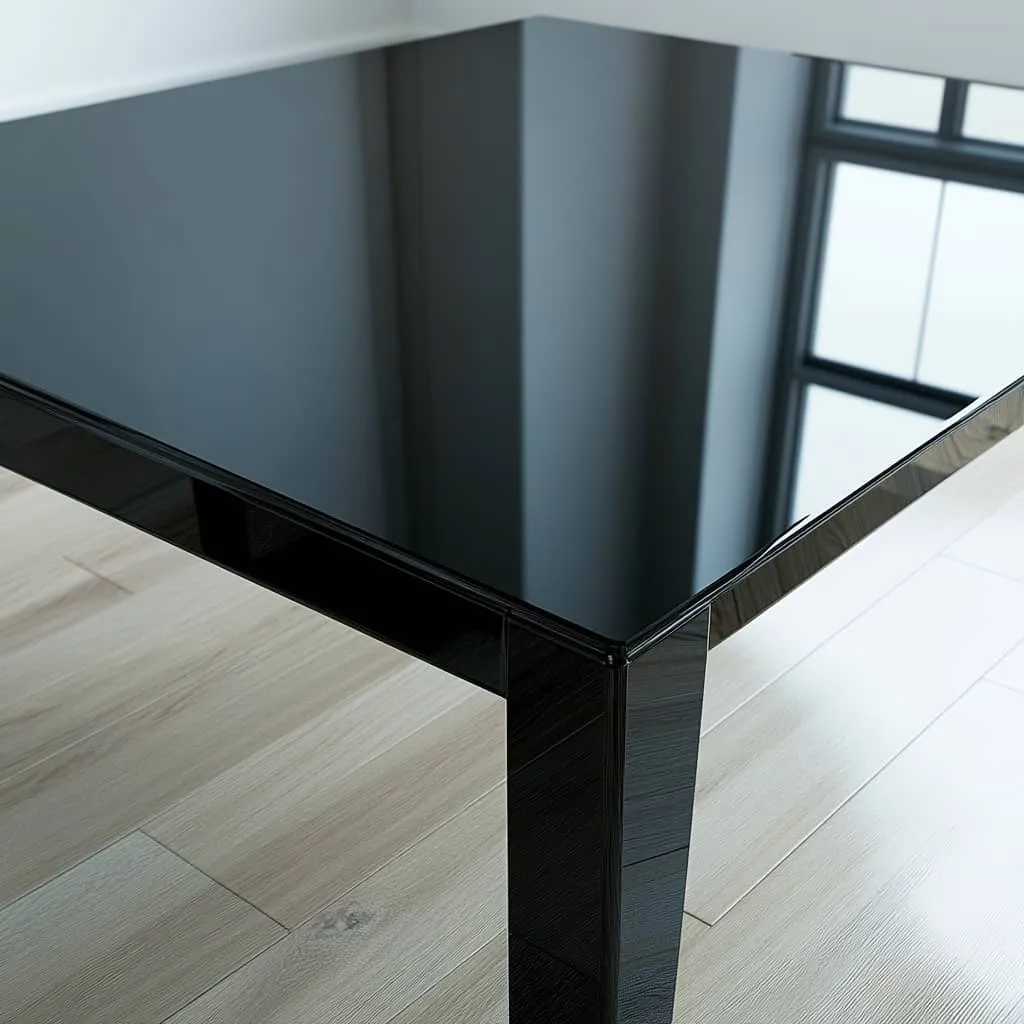 Extensible Beautiful Black Glass table, 140 cm x 190 cm long, photo 4