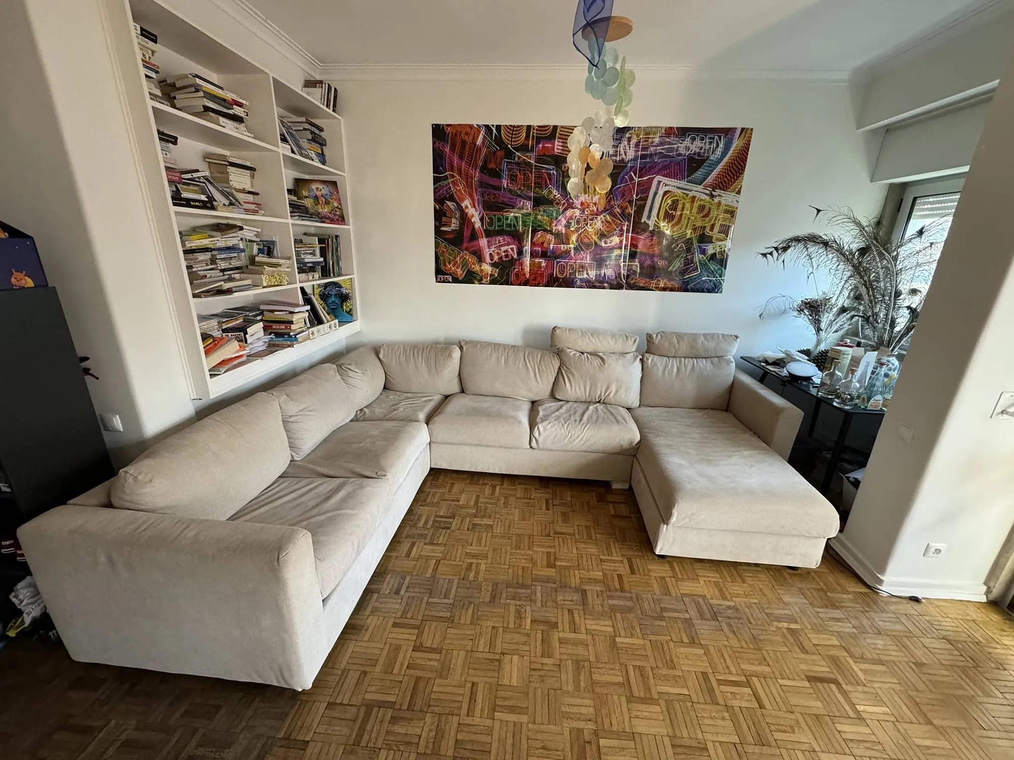 Corner Sofa 5-seat with chaise longue, Tresund fabric light beige, easily washable, IKEA Kivik, photo 2