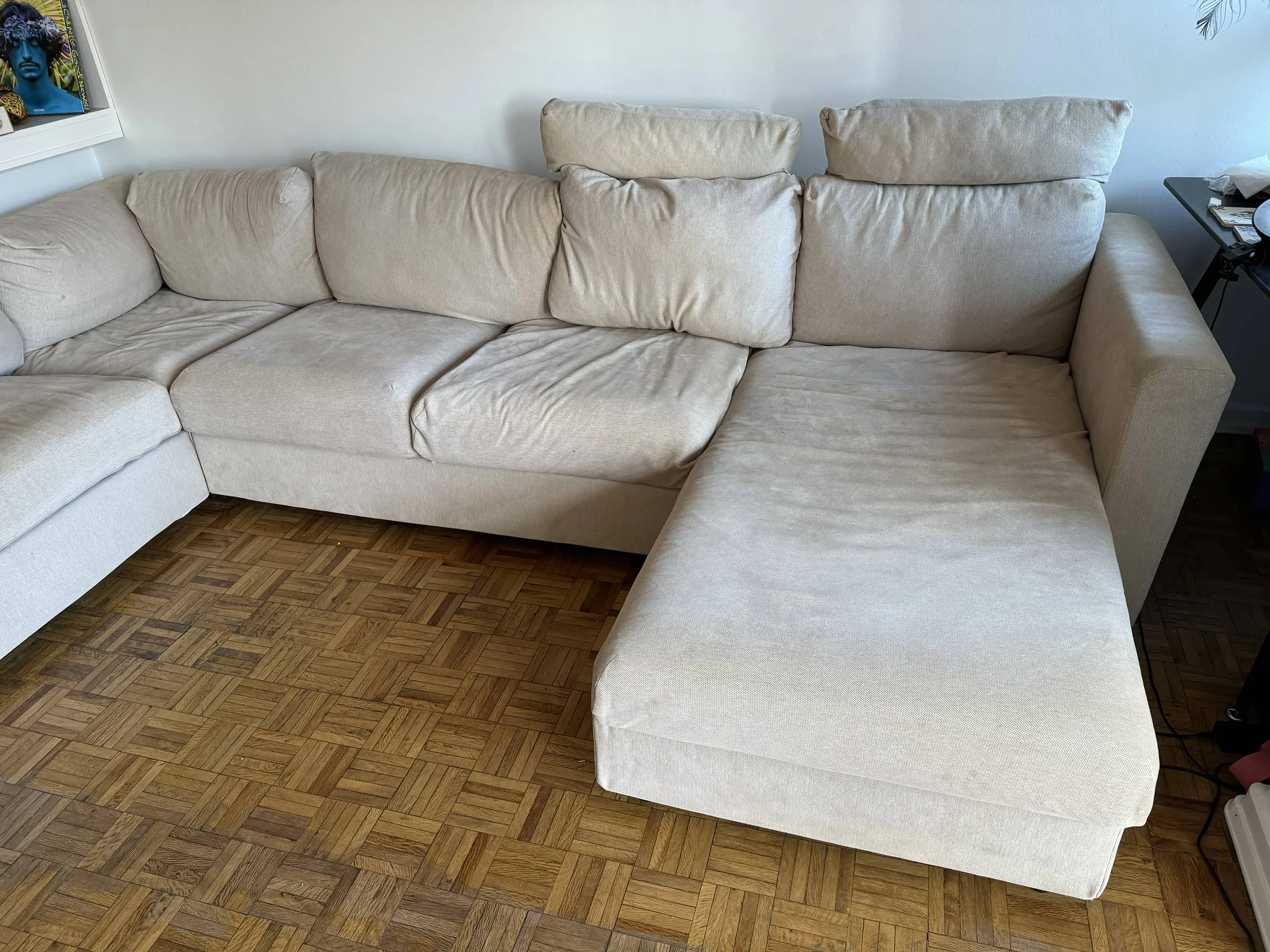 Corner Sofa 5-seat with chaise longue, Tresund fabric light beige, easily washable, IKEA Kivik, photo 3
