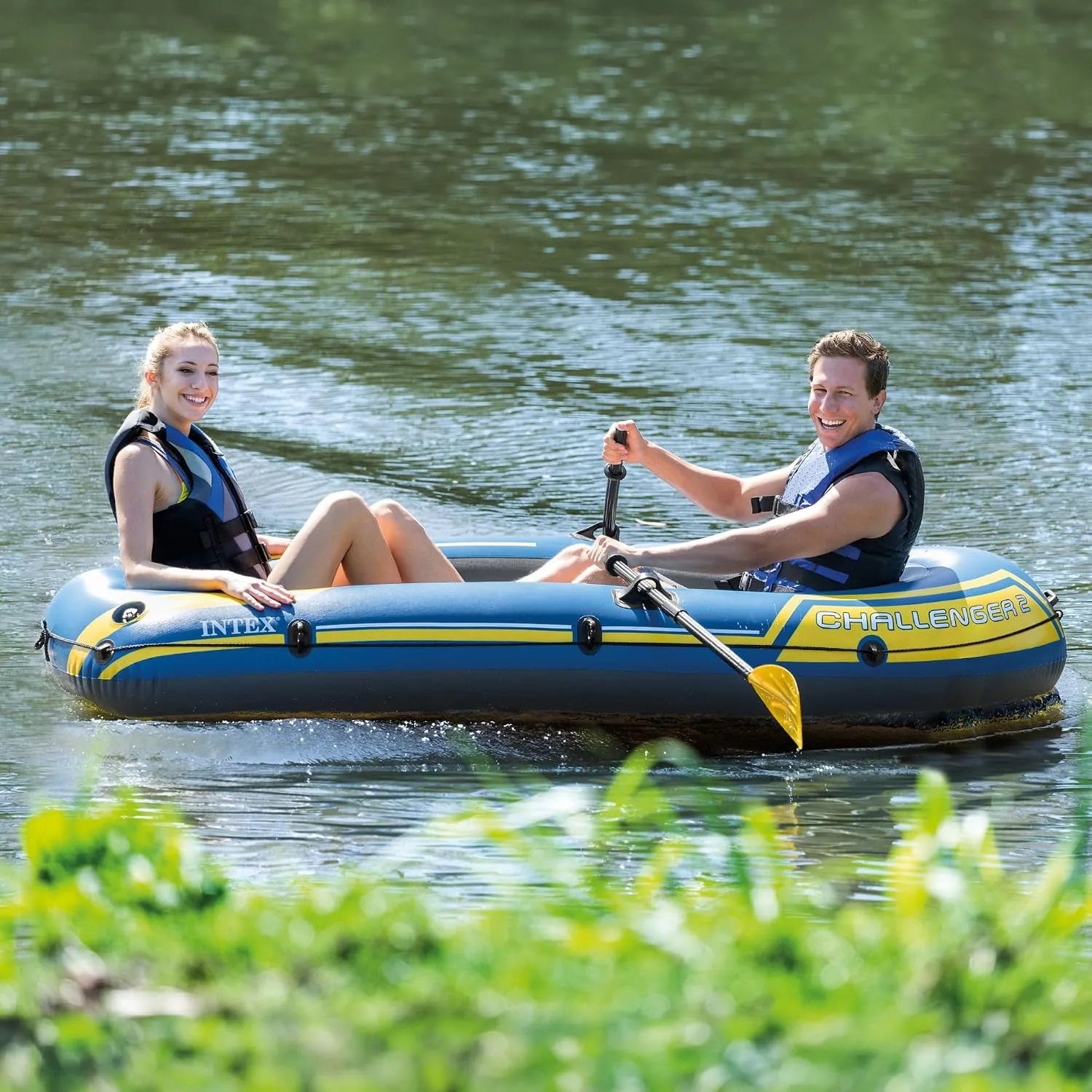 Intex Challenger 2 inflatable boat for 2 people, BRAND NEW never opened in its sealed box, 236 x 114 x 41 cm, with 2 oars, pump and repair kit (68367), for calm water only, photo 2