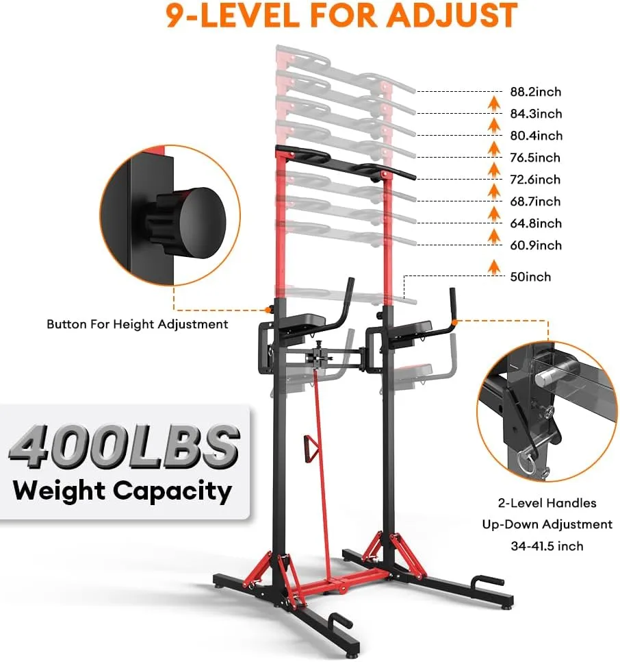 ONETWOFIT Power Tower, foldable pull-up and dip station, height adjustable, 180 kg capacity, photo 3
