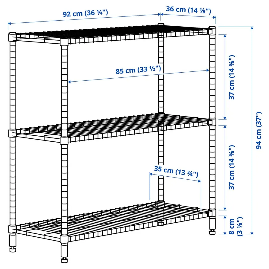 6 Shelving units OMAR Ikea, galvanised, 92x36x94 cm for three levels 188cm high for 6 levels, photo 4
